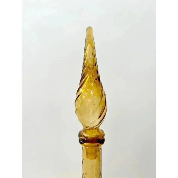 Vintage Empoli Textured Italian Glass 22" Yellow Decanter with Stopper - Picture 2 of 10